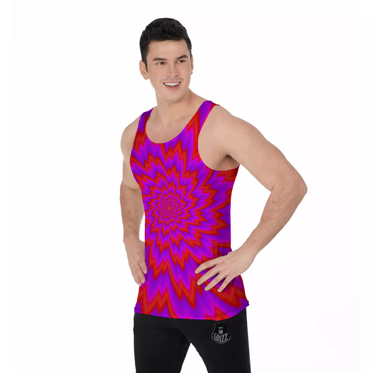 Optical Illusion Spiky Psychedelic Men's Tank Top-grizzshop