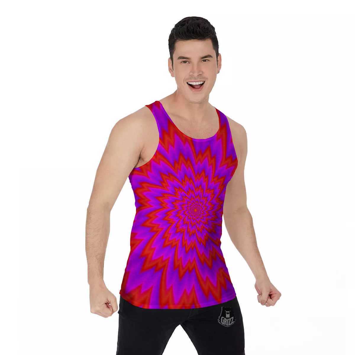 Optical Illusion Spiky Psychedelic Men's Tank Top-grizzshop
