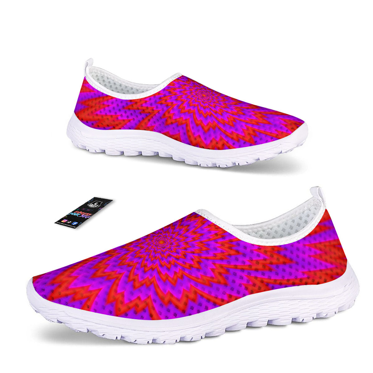 Optical Illusion Spiky Psychedelic Nurse Shoes-grizzshop