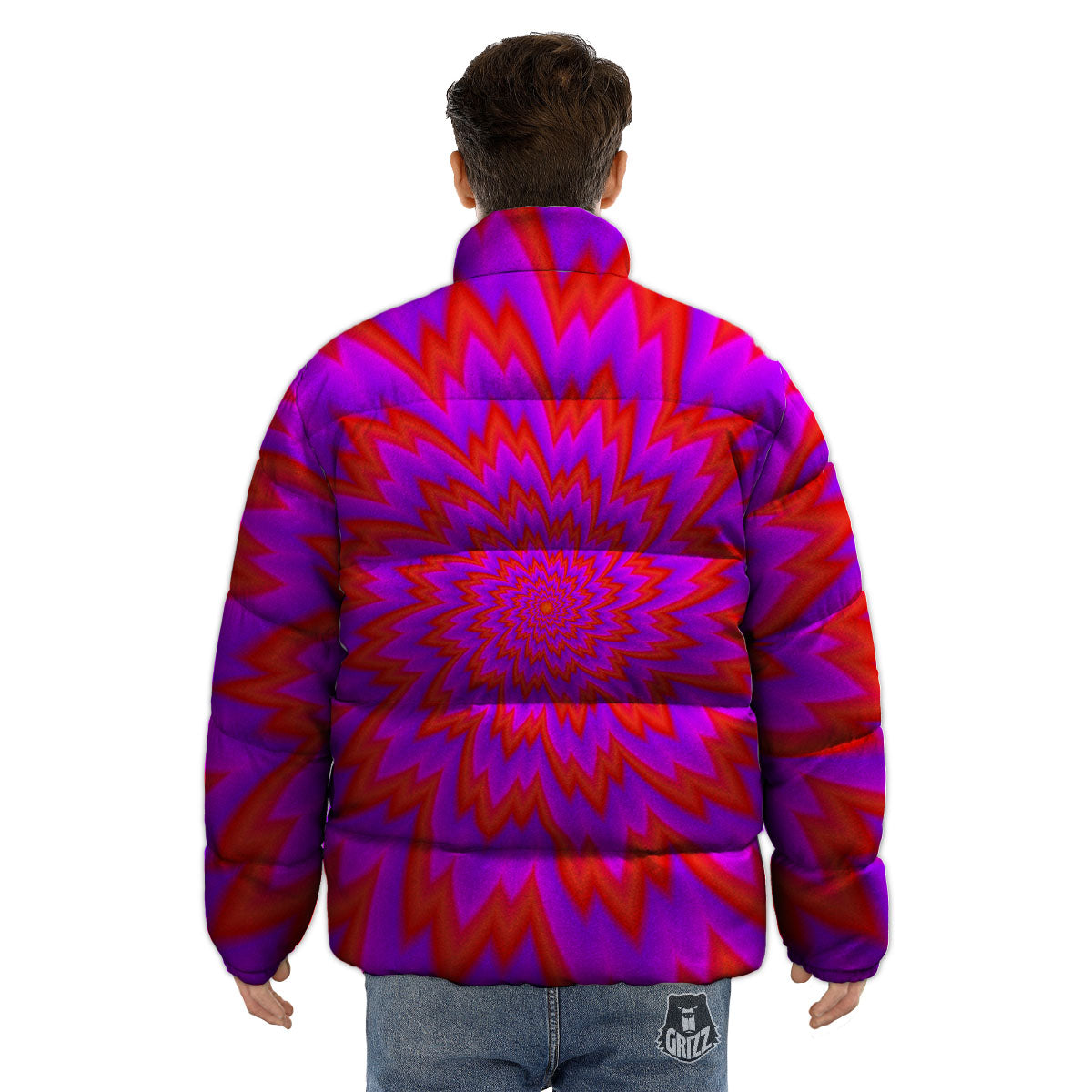 Optical Illusion Spiky Psychedelic Puffer Jacket-grizzshop