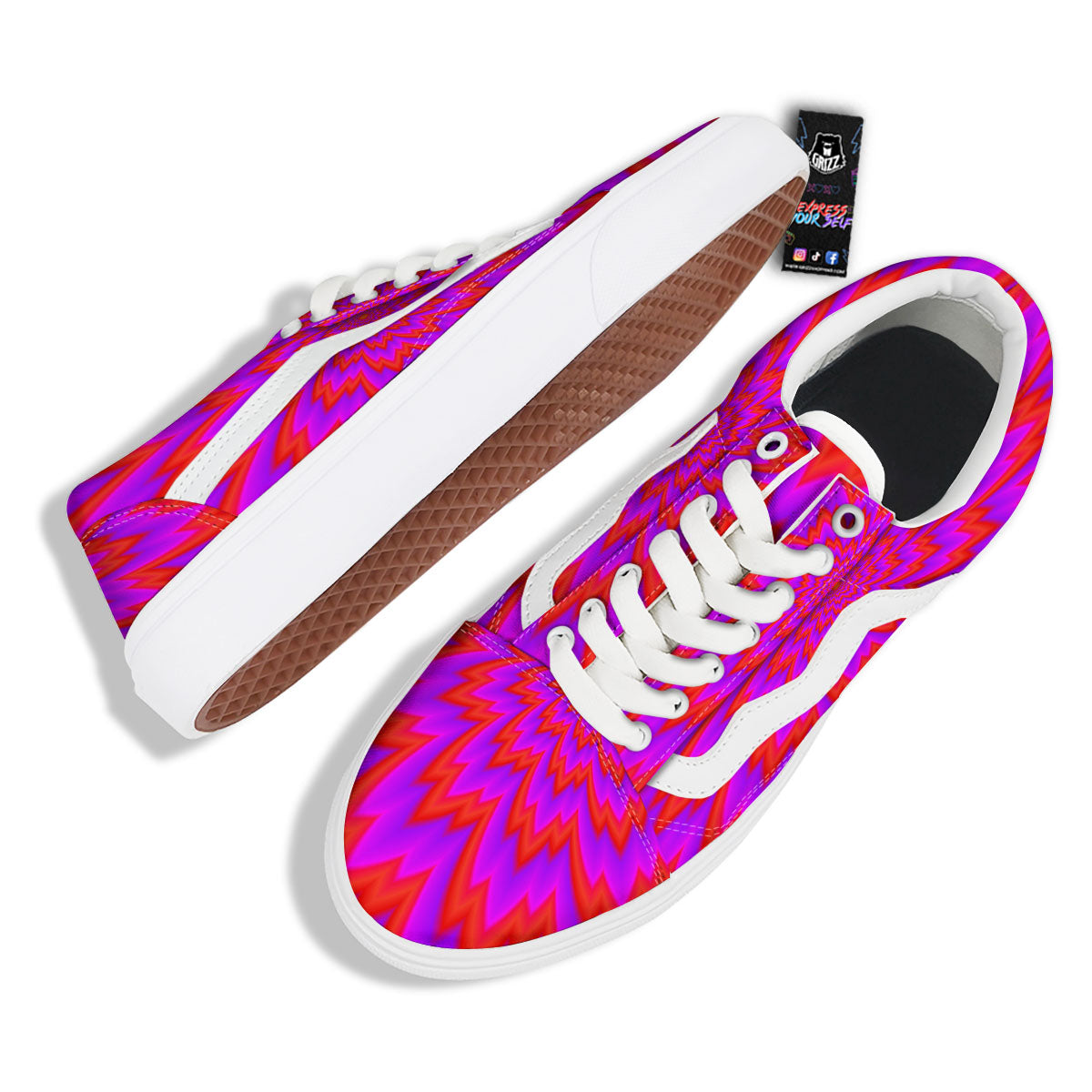 Optical Illusion Spiky Psychedelic Skate Shoes-grizzshop