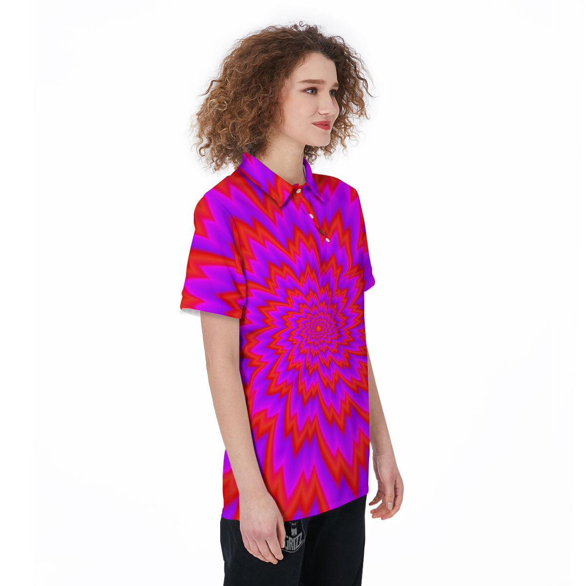 Optical Illusion Spiky Psychedelic Women's Golf Shirts-grizzshop