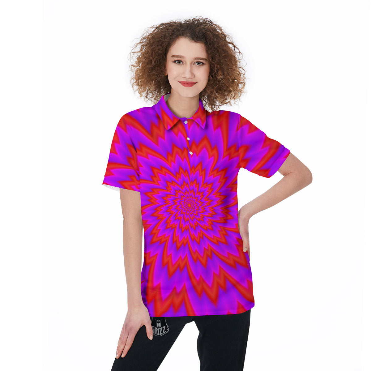 Optical Illusion Spiky Psychedelic Women's Golf Shirts-grizzshop