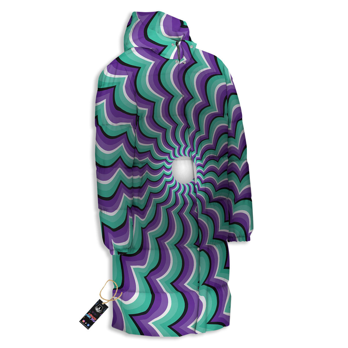 Optical Illusion Splashing Colors Moving Long Down Jacket-grizzshop