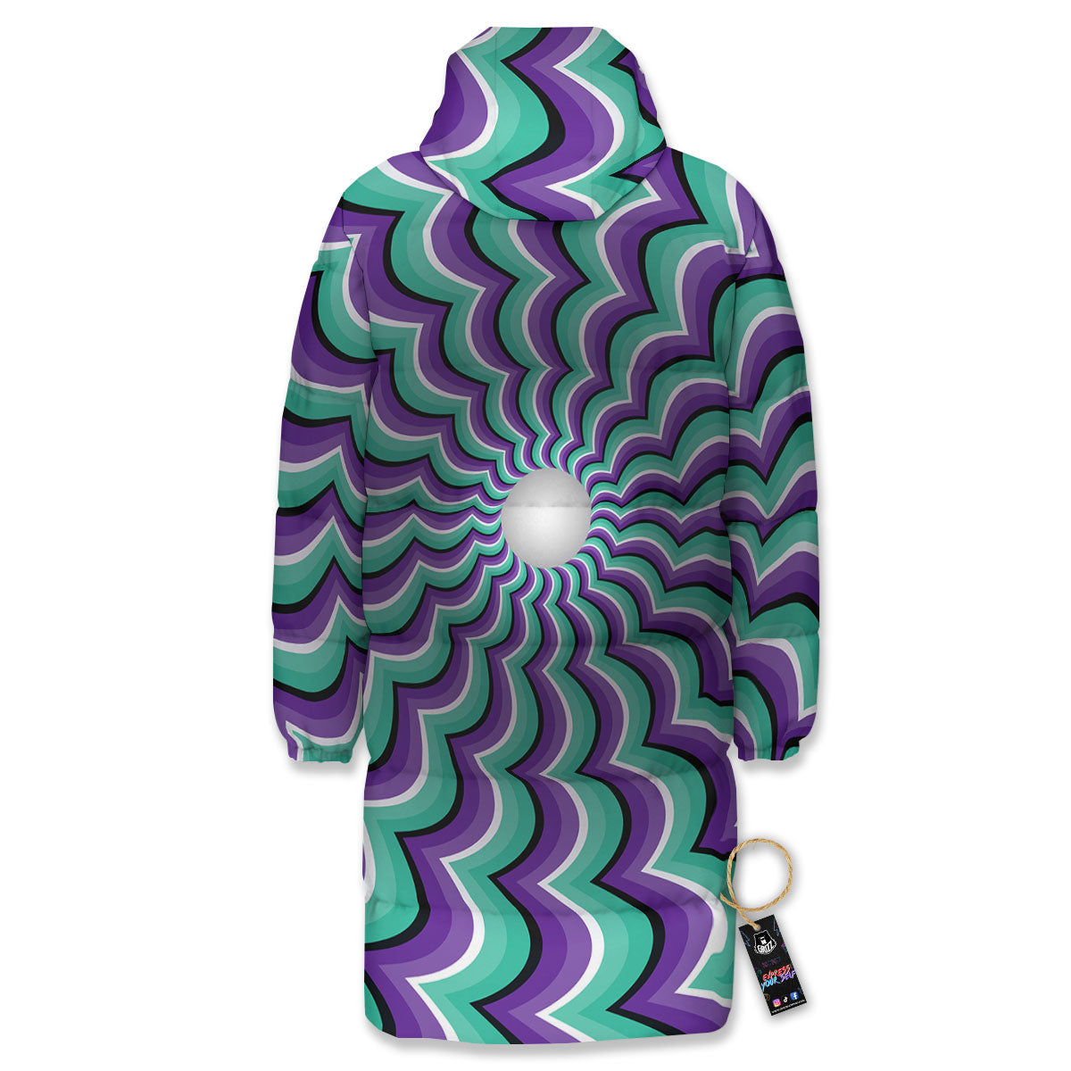 Optical Illusion Splashing Colors Moving Long Down Jacket-grizzshop