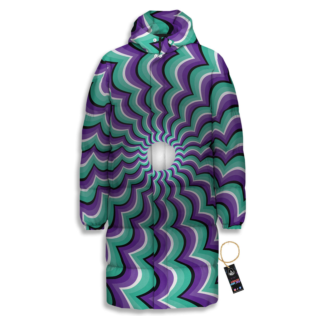 Optical Illusion Splashing Colors Moving Long Down Jacket-grizzshop
