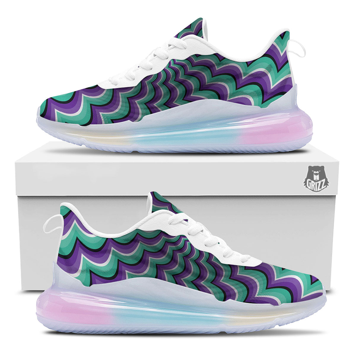 Optical Illusion Splashing Colors Moving Running Sneakers-grizzshop