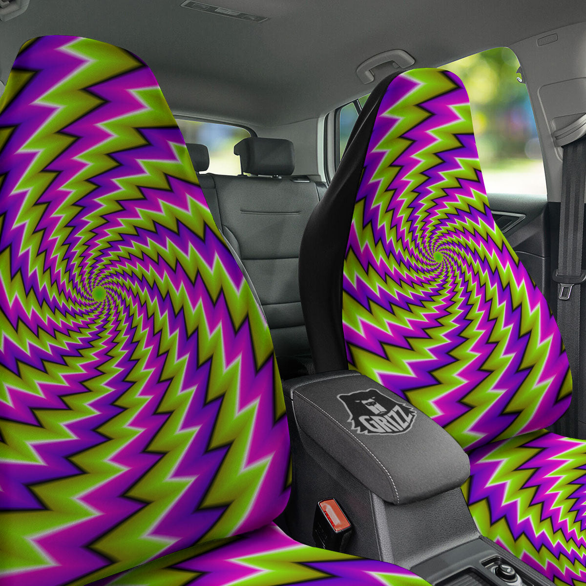 Optical Moving Illusion Abstract Twisted Car Seat Covers-grizzshop