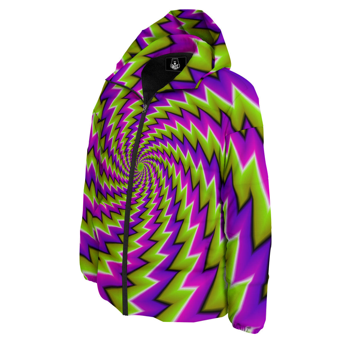 Optical Moving Illusion Abstract Twisted Down Jacket-grizzshop