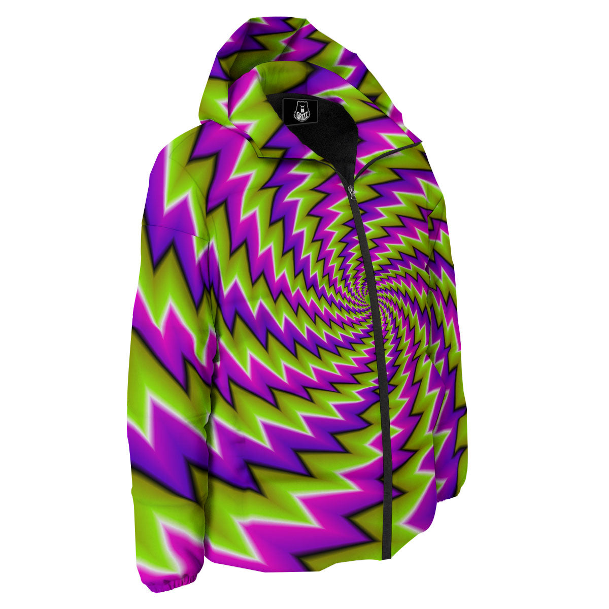 Optical Moving Illusion Abstract Twisted Down Jacket-grizzshop