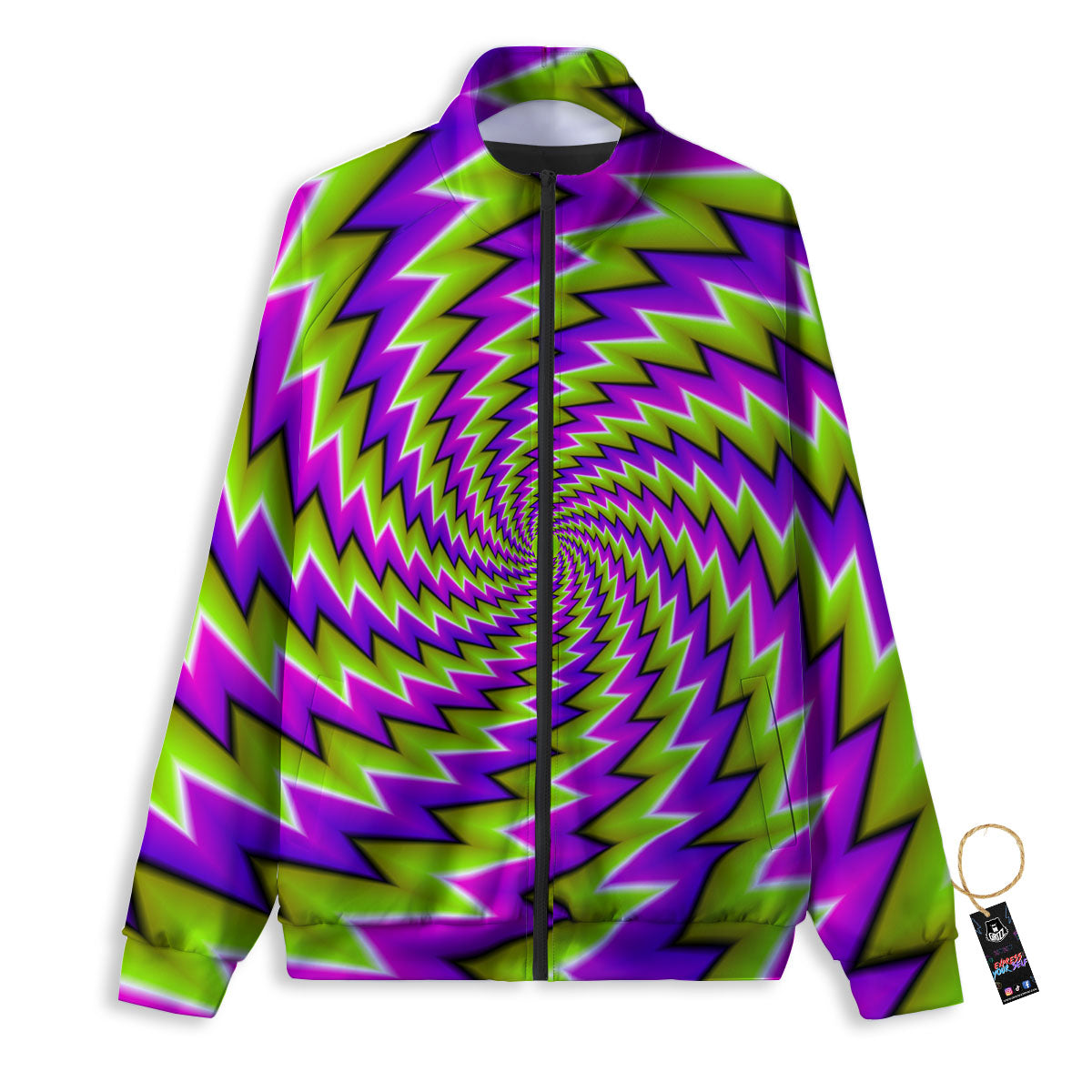 Optical Moving Illusion Abstract Twisted Track Jacket-grizzshop