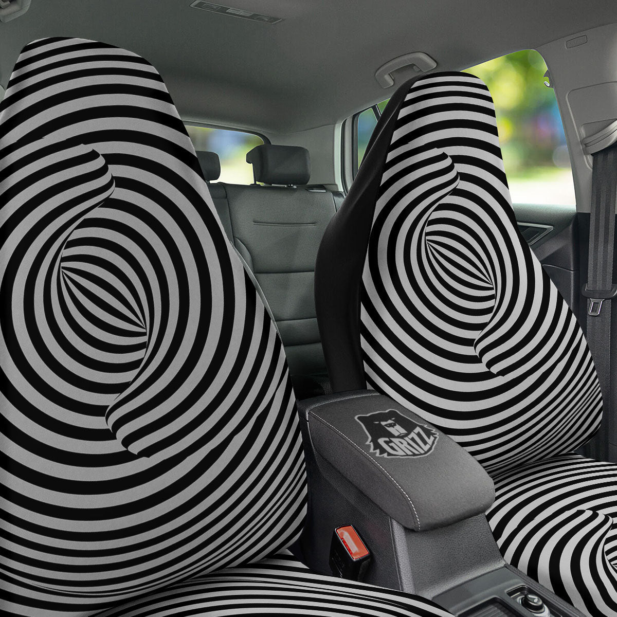 Optical illusion Black And White Print Car Seat Covers-grizzshop