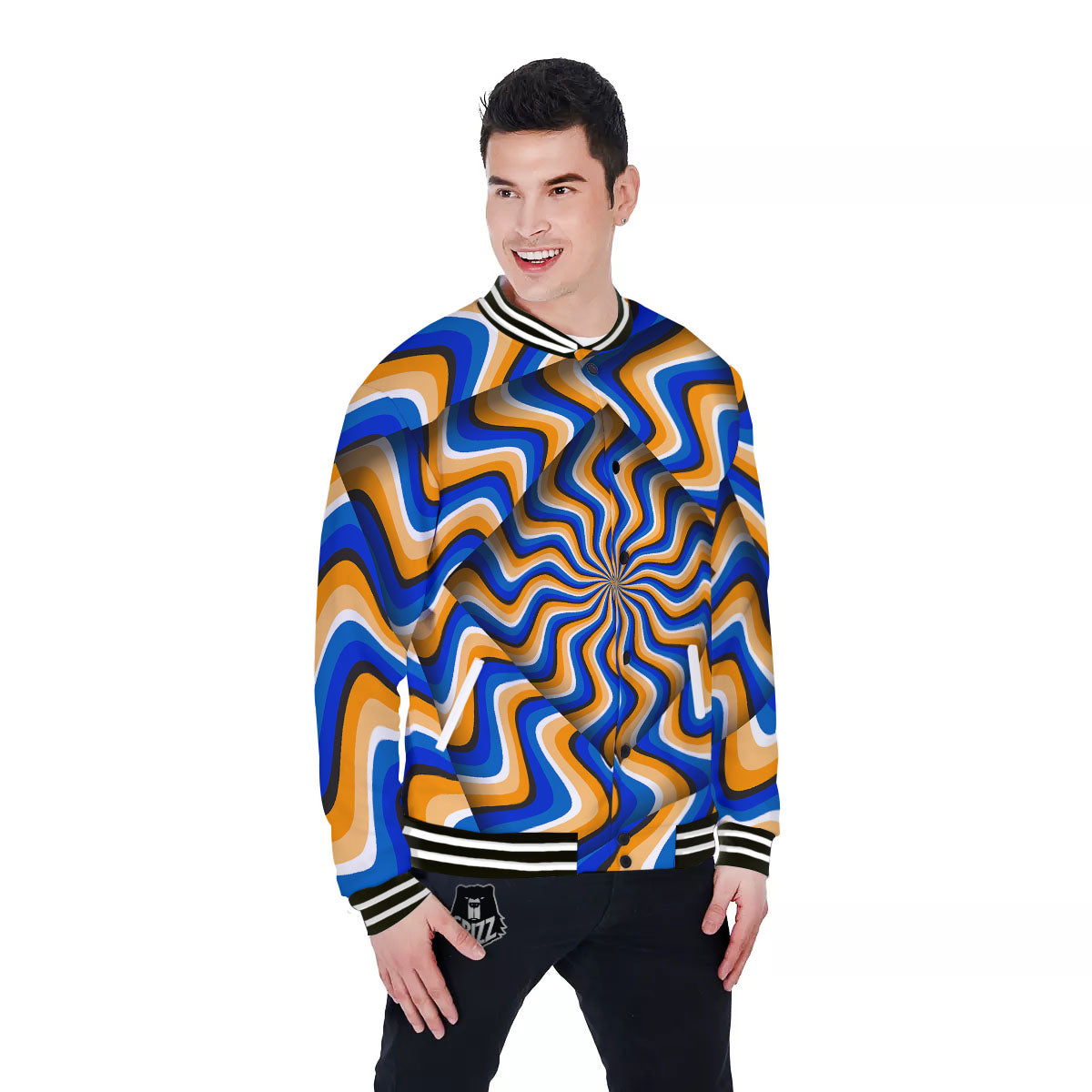 Optical illusion Hypnotic Blue Orange Baseball Jacket-grizzshop