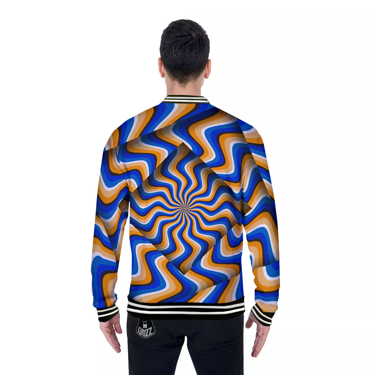 Optical illusion Hypnotic Blue Orange Baseball Jacket-grizzshop