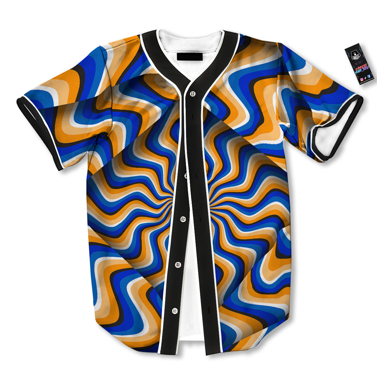 Optical illusion Hypnotic Blue Orange Baseball Jersey-grizzshop