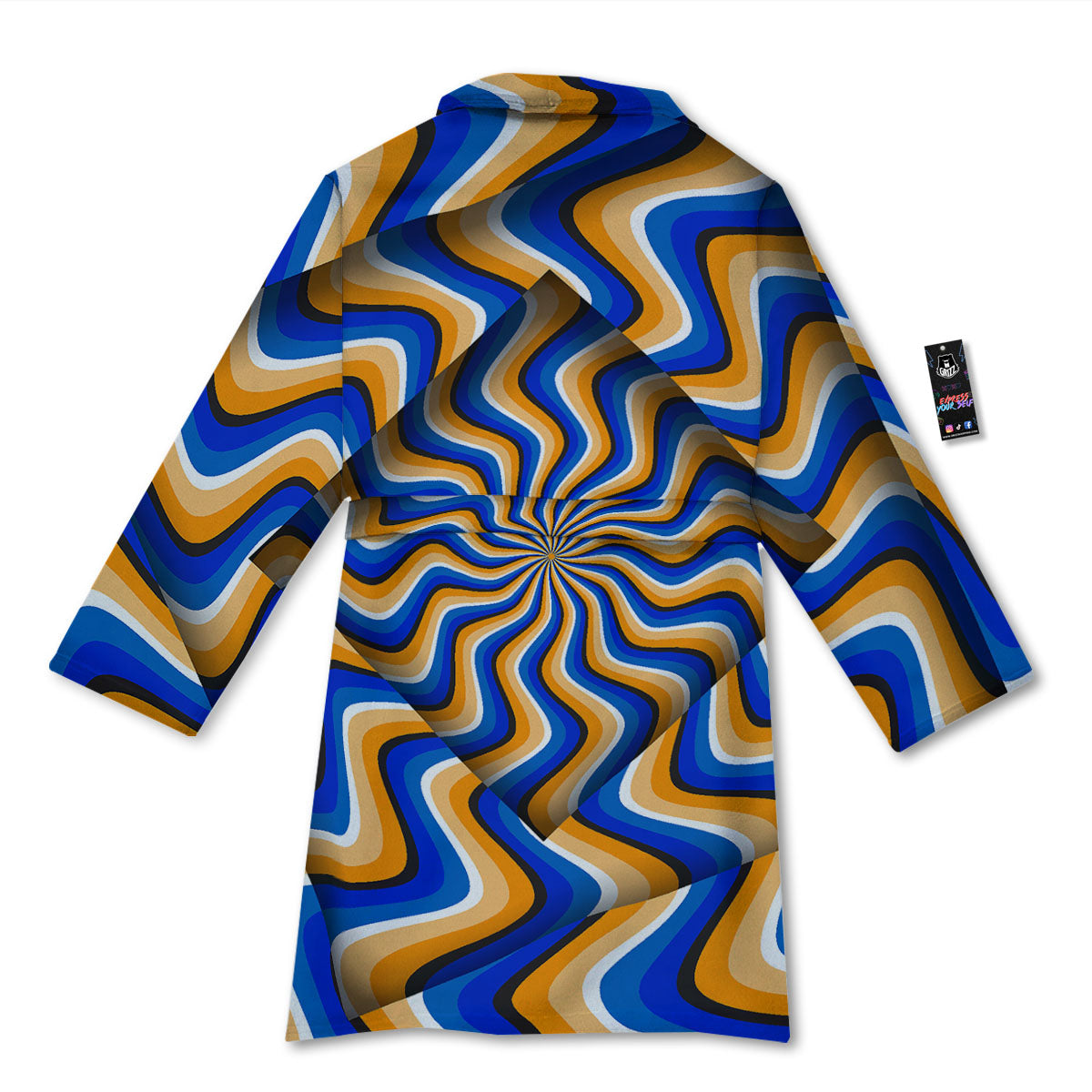 Optical illusion Hypnotic Blue Orange Bathrobe-grizzshop