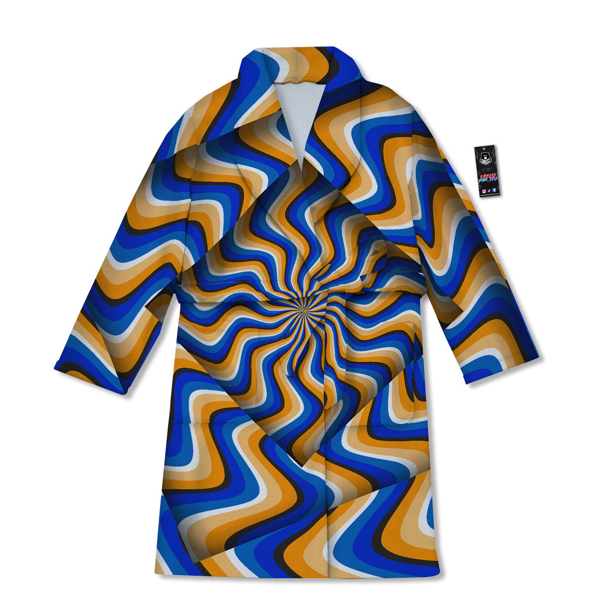 Optical illusion Hypnotic Blue Orange Bathrobe-grizzshop