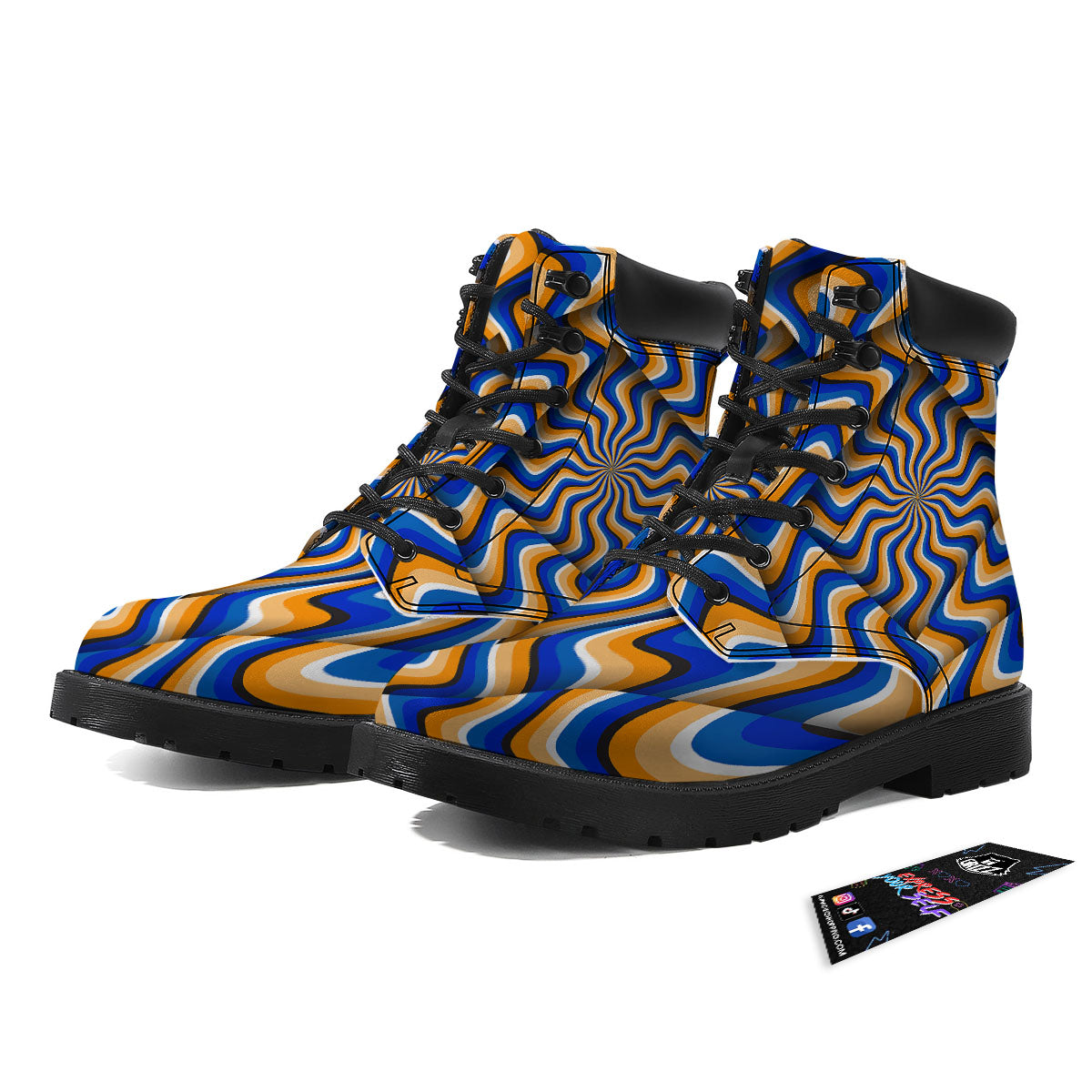 Optical illusion Hypnotic Blue Orange Boots-grizzshop