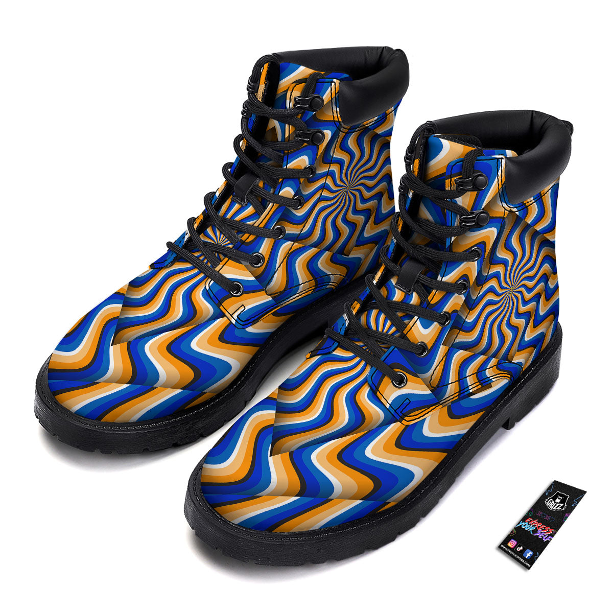 Optical illusion Hypnotic Blue Orange Boots-grizzshop