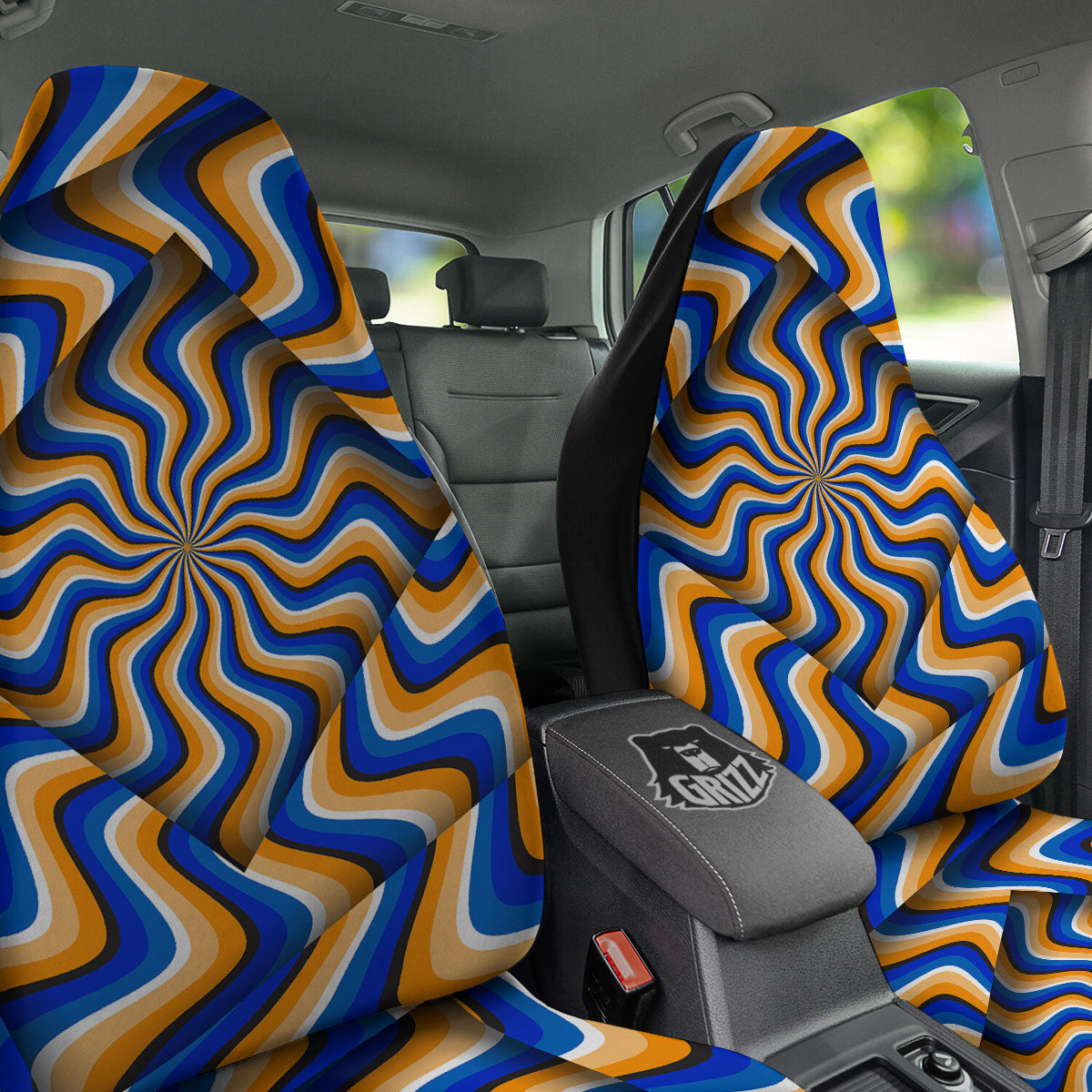 Optical illusion Hypnotic Blue Orange Car Seat Covers-grizzshop