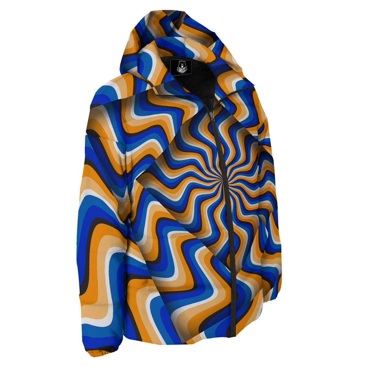 Optical illusion Hypnotic Blue Orange Down Jacket-grizzshop