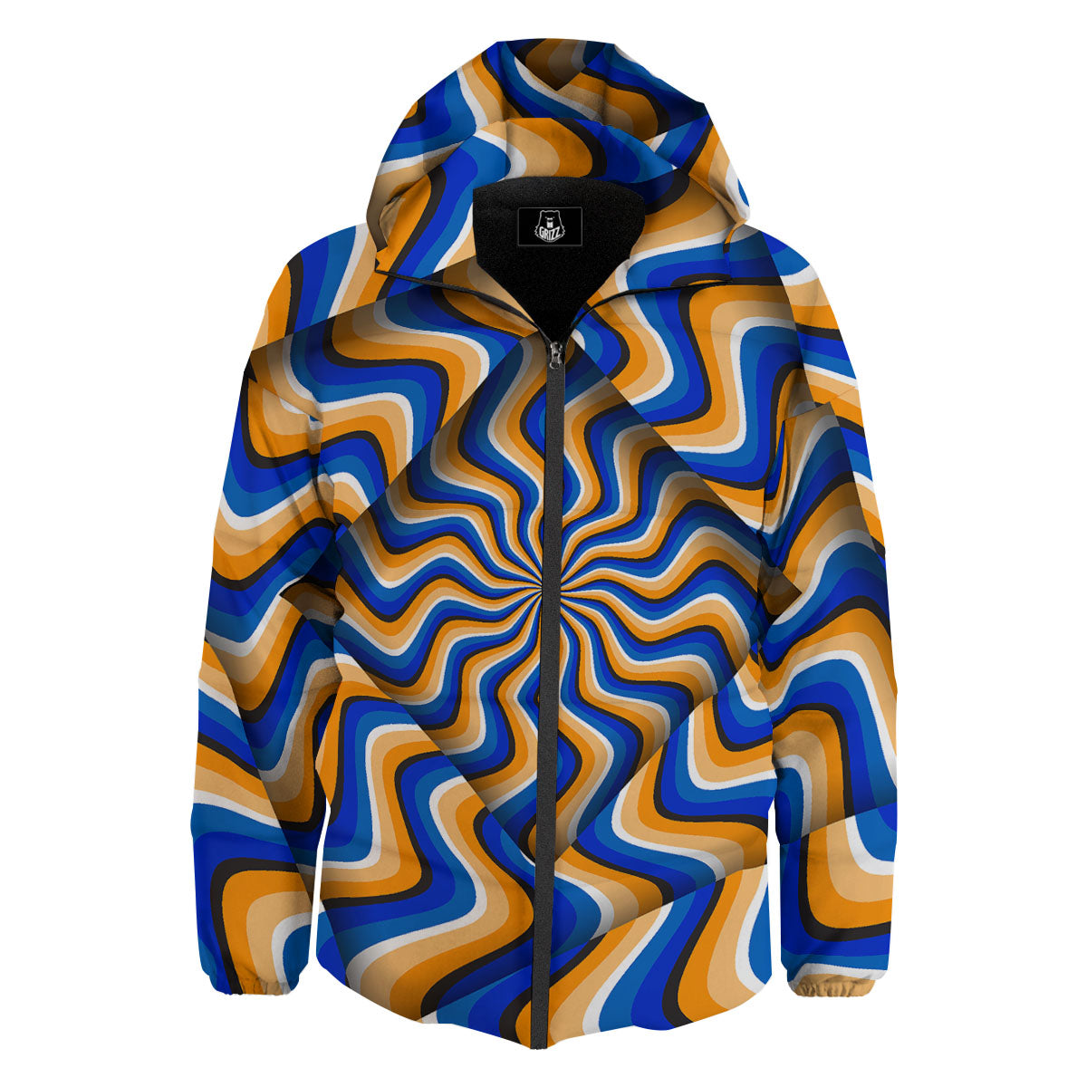 Optical illusion Hypnotic Blue Orange Down Jacket-grizzshop