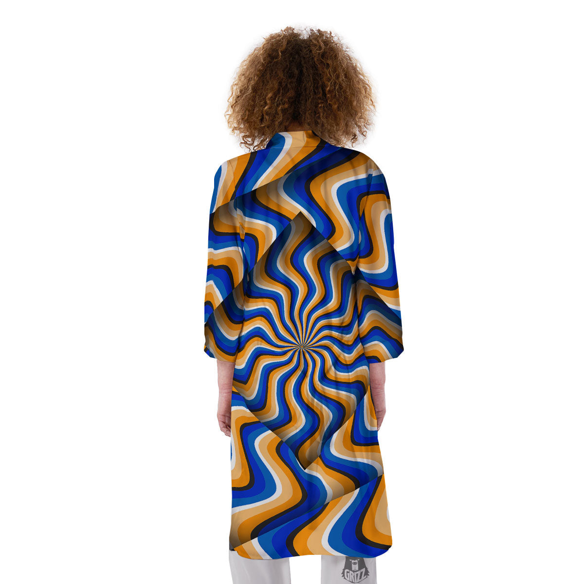 Optical illusion Hypnotic Blue Orange Kimono-grizzshop