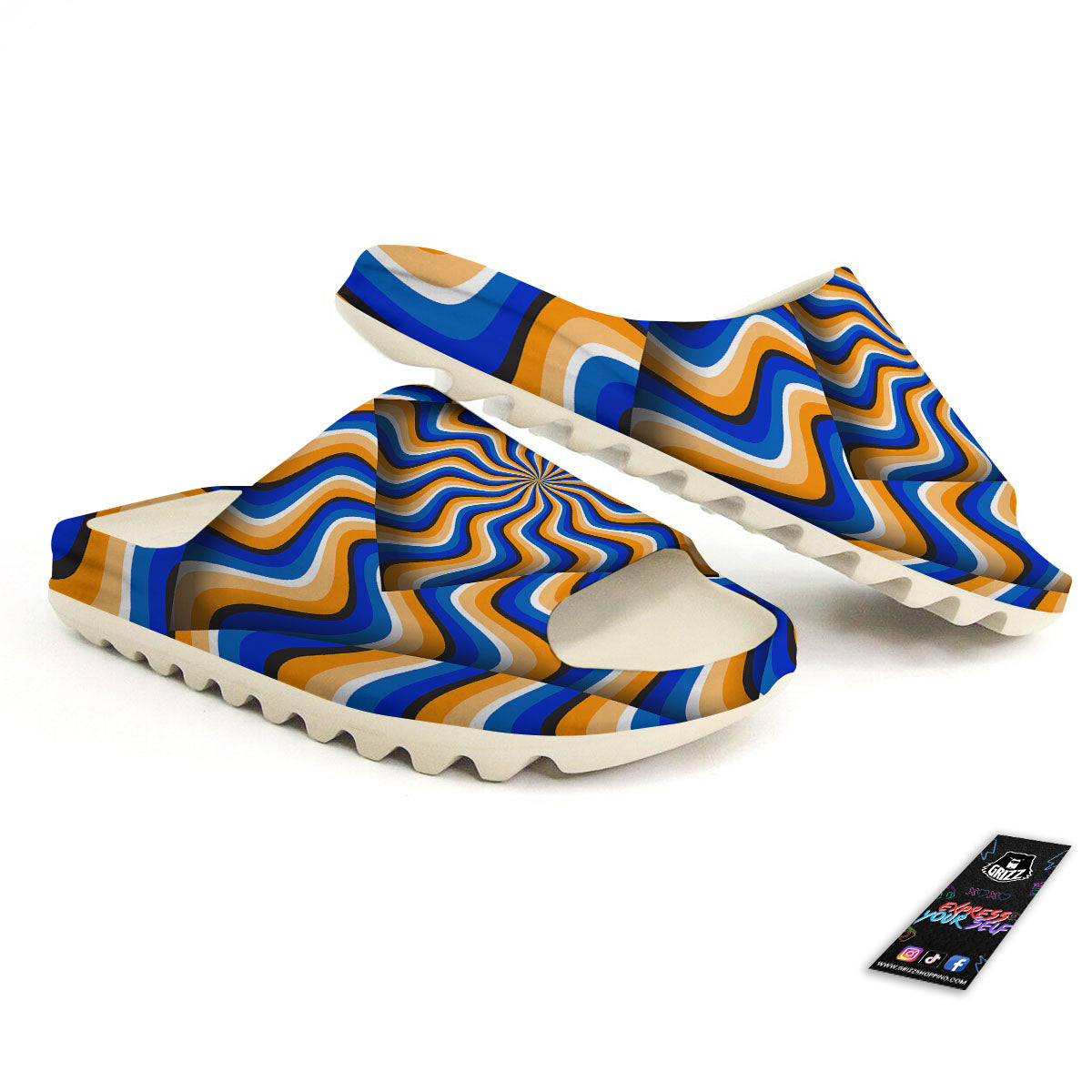 Optical illusion Hypnotic Blue Orange Sandals-grizzshop