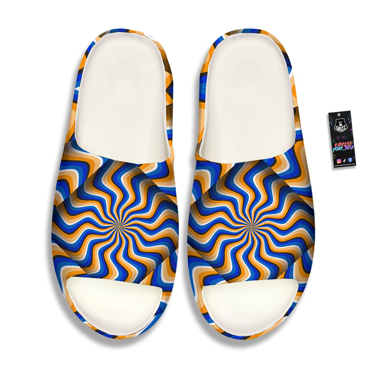 Optical illusion Hypnotic Blue Orange Sandals-grizzshop