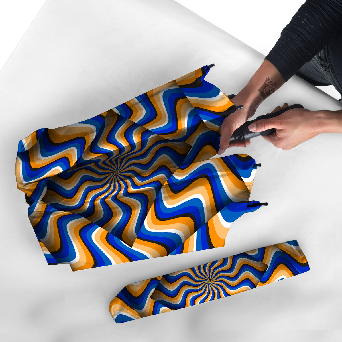 Optical illusion Hypnotic Blue Orange Umbrella-grizzshop