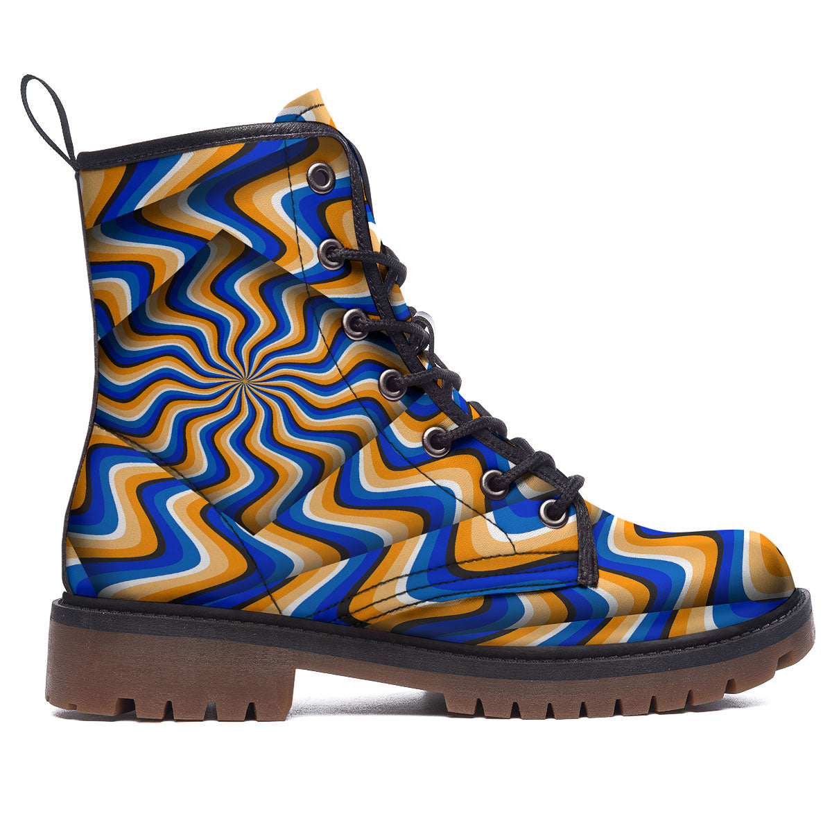 Optical illusion Hypnotic Blue Orange Work Boots-grizzshop