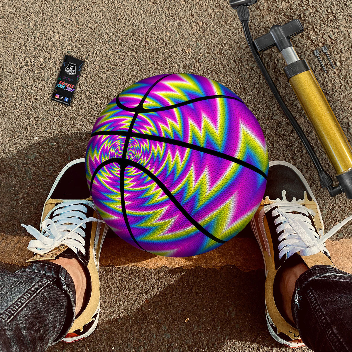 Pink Axolotl Teal Print Pattern Basketball
