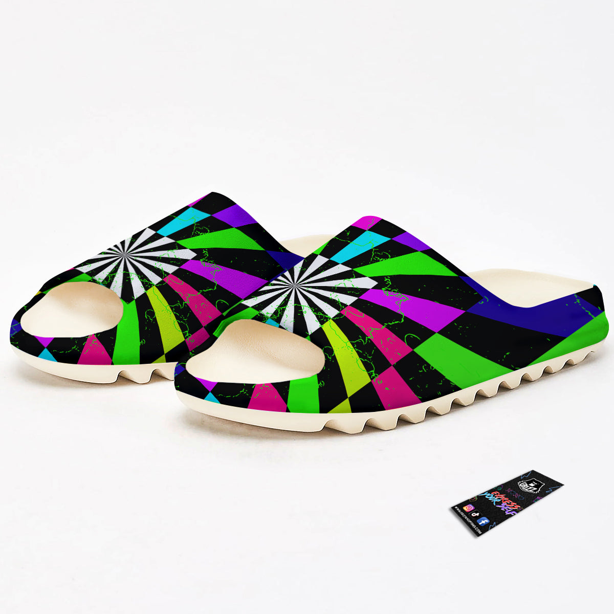 Optical Illusion Neon Abstract Print Sandals-grizzshop