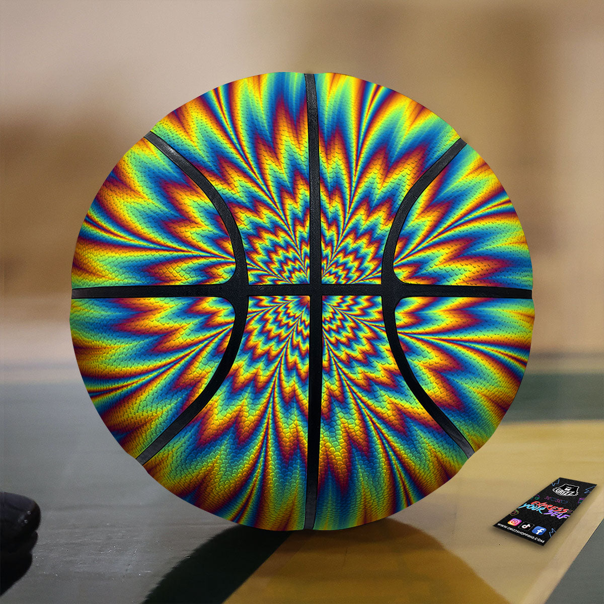 Optical Illusion Neon Psychedelic Basketball