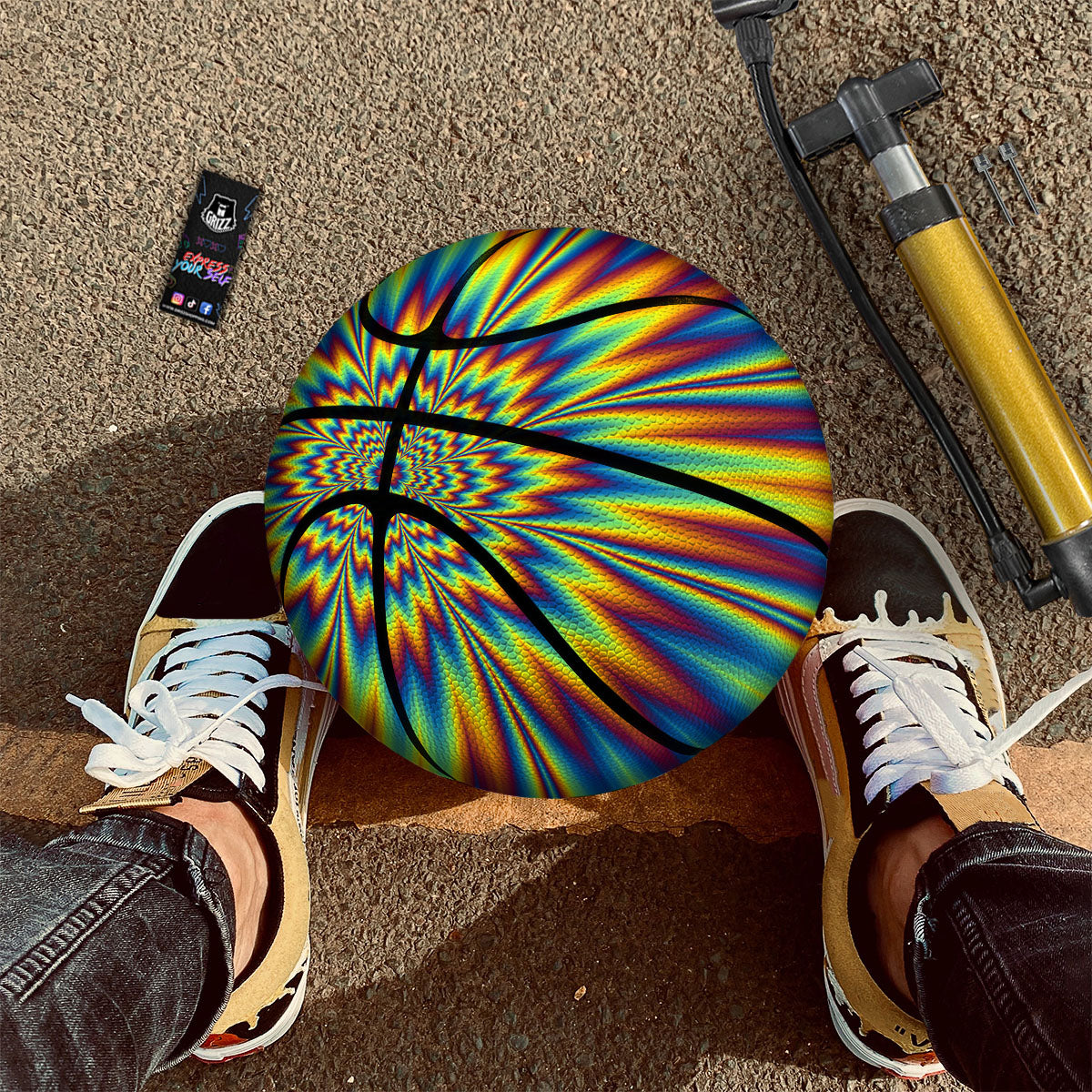 Optical Illusion Neon Psychedelic Basketball