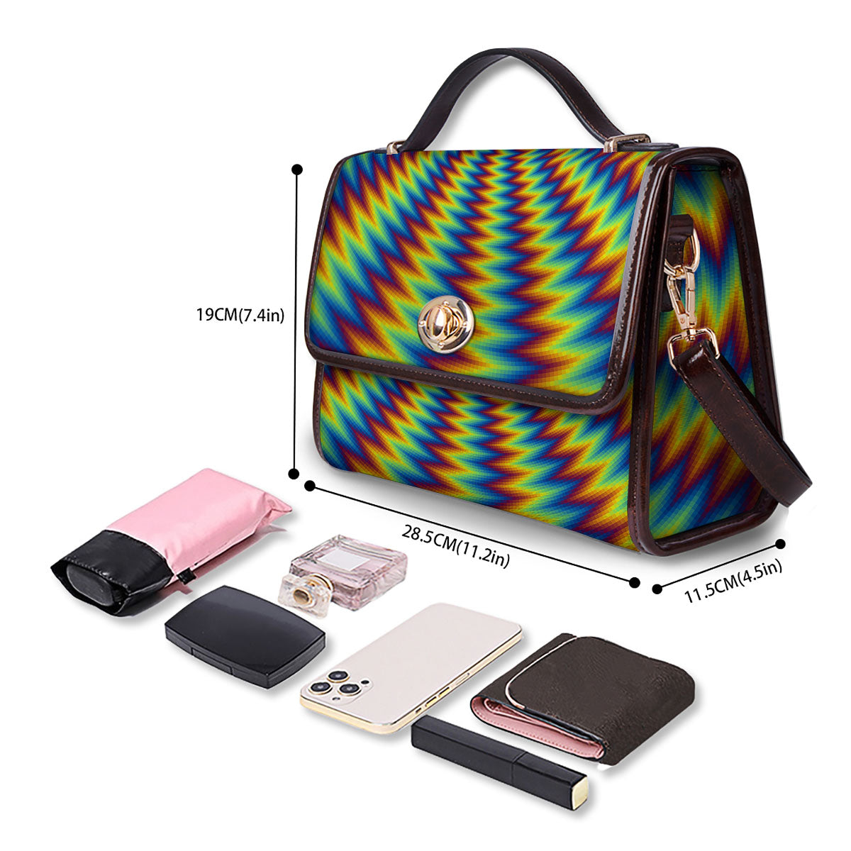 Optical Illusion Octagonal Psychedelic Women's Satchel Bag
