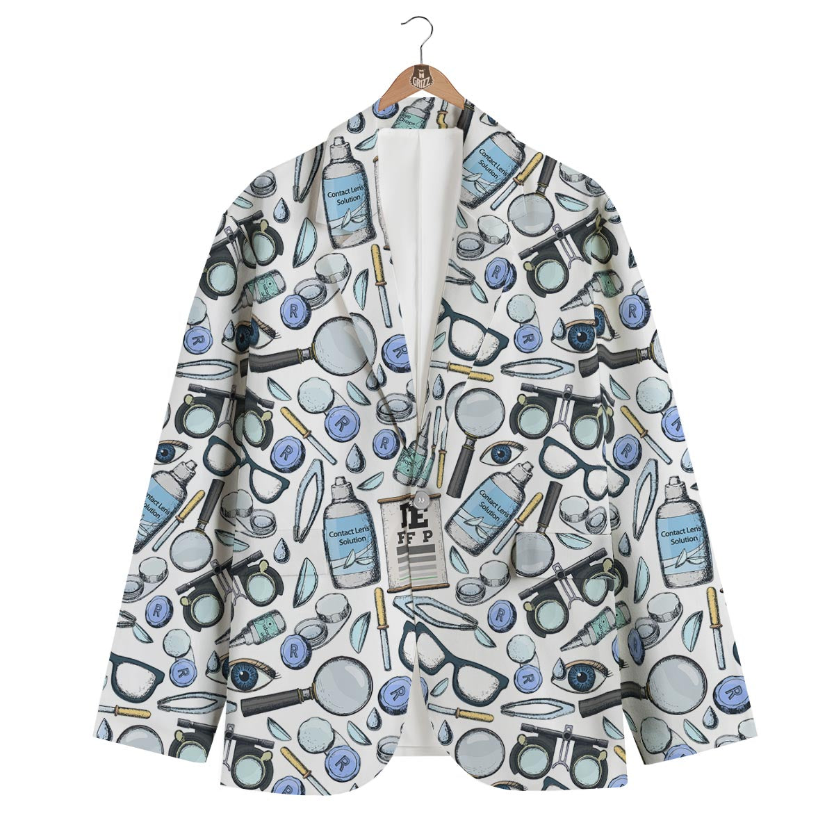 Optometry Pattern Print Men's Blazer-grizzshop