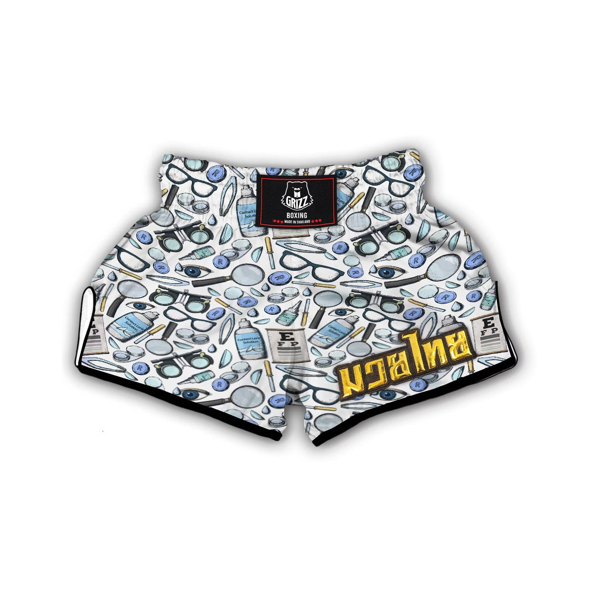 Optometry Pattern Print Muay Thai Boxing Shorts-grizzshop
