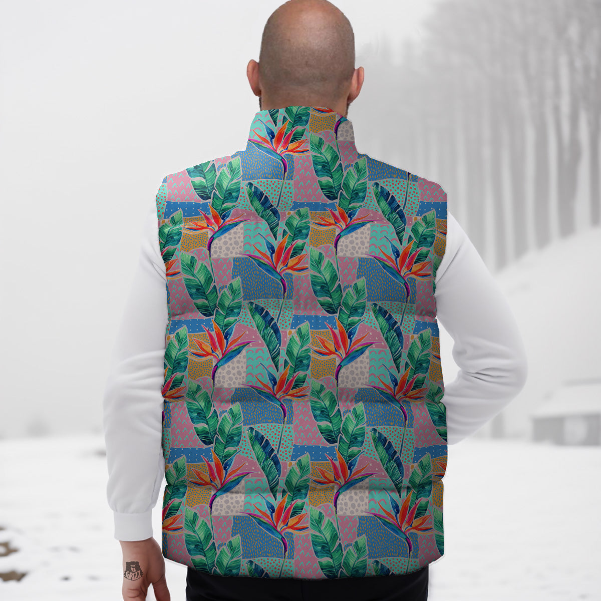 Optometry Print Pattern Down Vest-grizzshop
