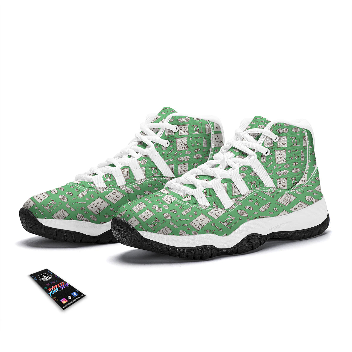 Optometry Print Pattern White Bball Shoes-grizzshop