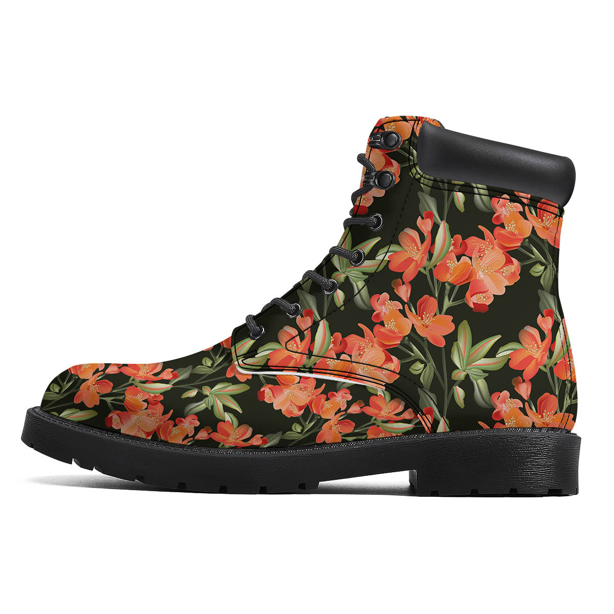 Orange Alstroemeria Print Pattern Boots-grizzshop
