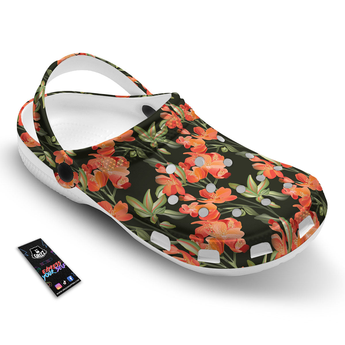 Orange Alstroemeria Print Pattern Clog-grizzshop