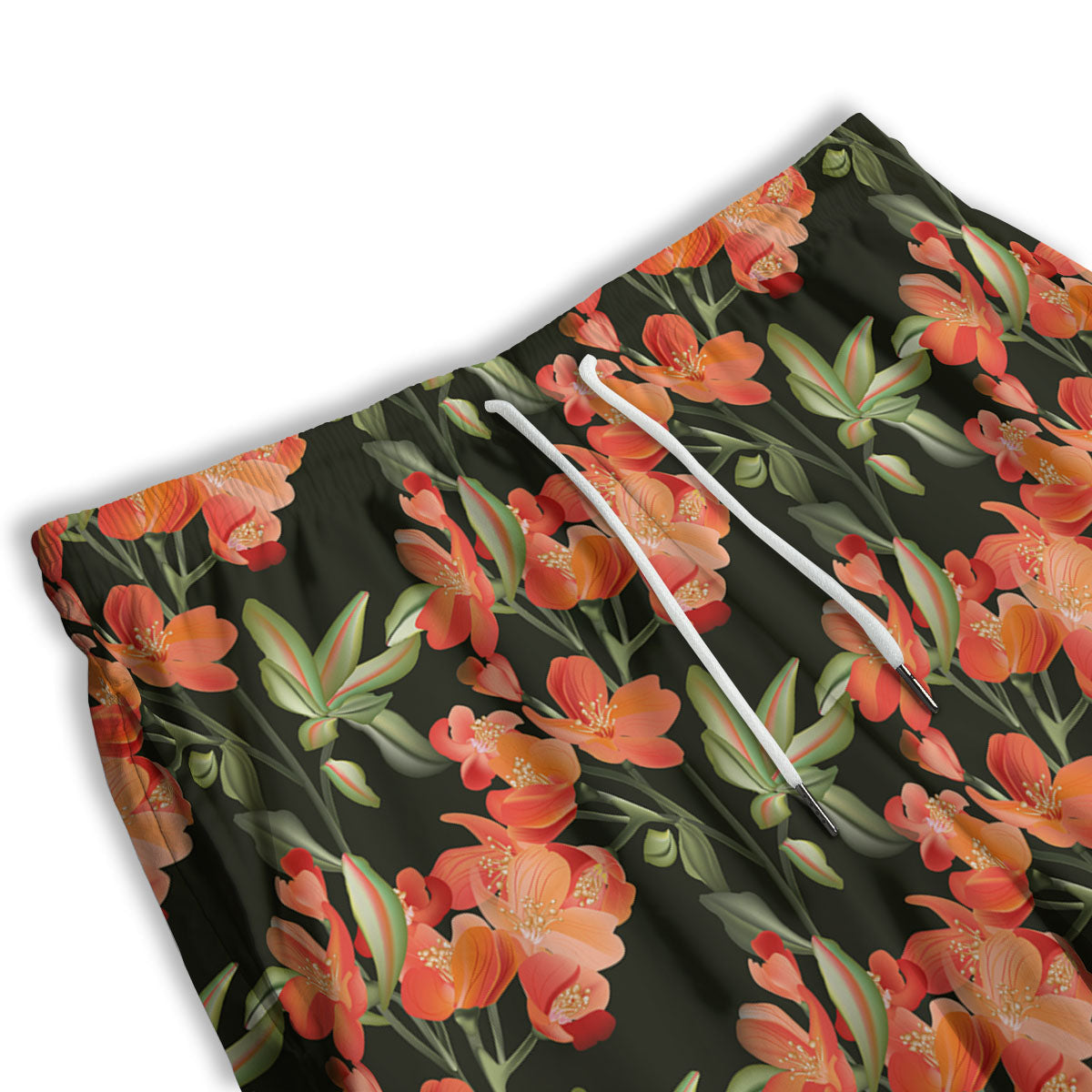 Orange Alstroemeria Print Pattern Men's Athletic Shorts