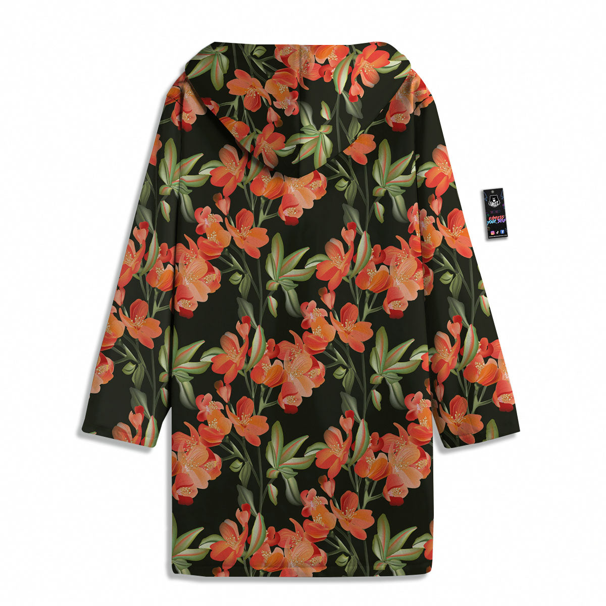 Orange Alstroemeria Print Pattern Men's Windbreaker Jacket-grizzshop