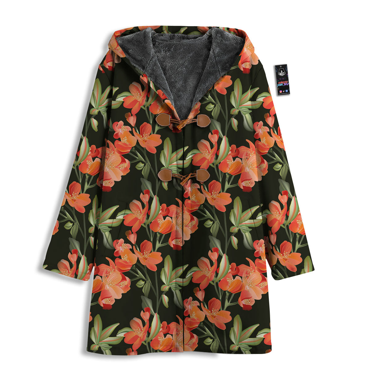 Orange Alstroemeria Print Pattern Men's Windbreaker Jacket-grizzshop
