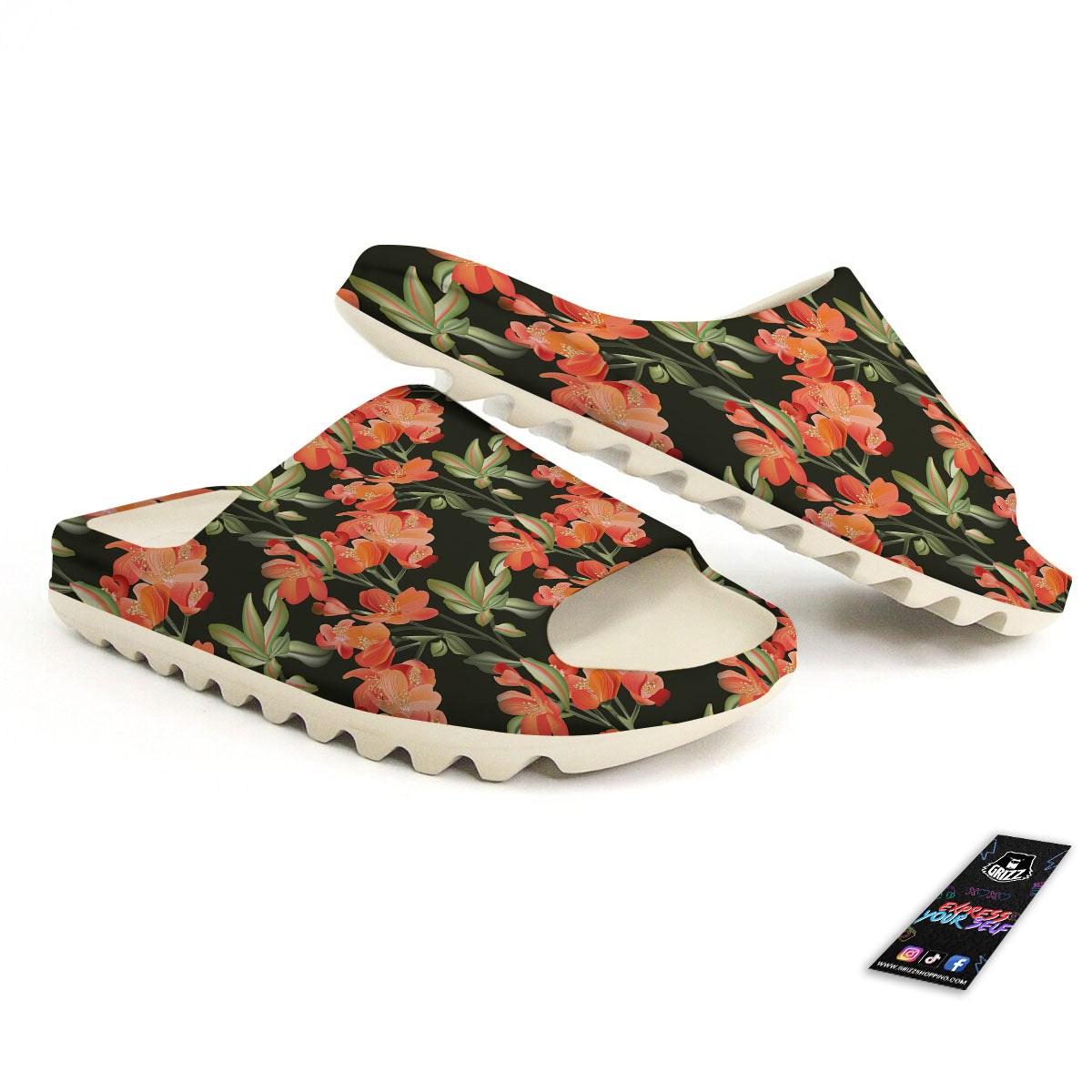 Orange Alstroemeria Print Pattern Sandals-grizzshop
