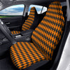 Orange And Black Argyle Print Car Seat Covers-grizzshop