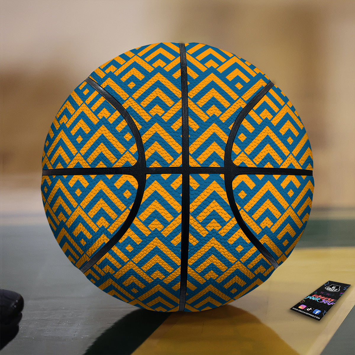 Orange And Blue Chevrons Print Pattern Basketball-grizzshop