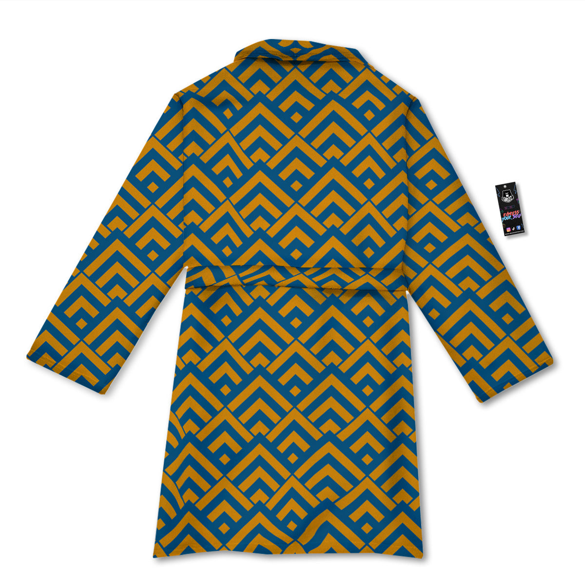 Orange And Blue Chevrons Print Pattern Bathrobe-grizzshop