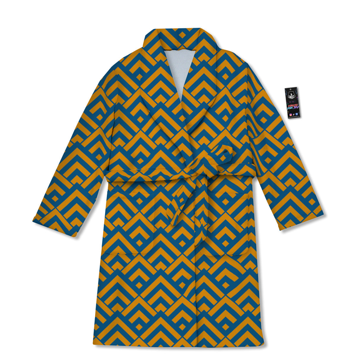 Orange And Blue Chevrons Print Pattern Bathrobe-grizzshop